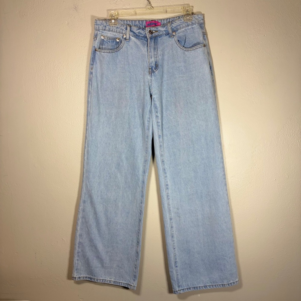 Edikted Light Wash Wide Leg‎ High Waisted Denim Jeans Womens Size M